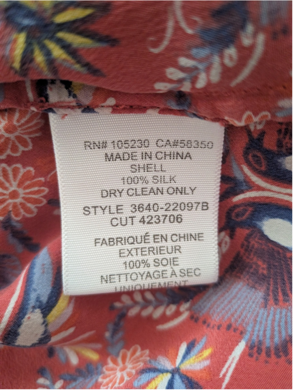 Joie 100% Silk Floral Boho Blouse Red Multicolor Peasant Top Size M - Picture 6 of 6